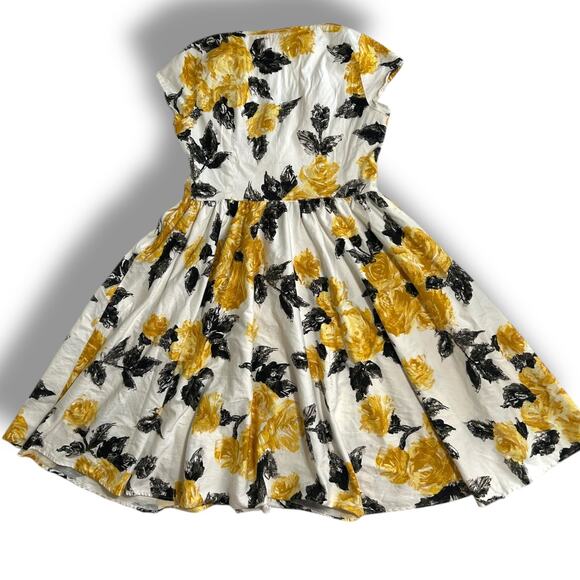 Retro Yellow Rose Pinup Dress 3X | Cottagecore Rockabilly Vibes 7 - Picture 4 of 8